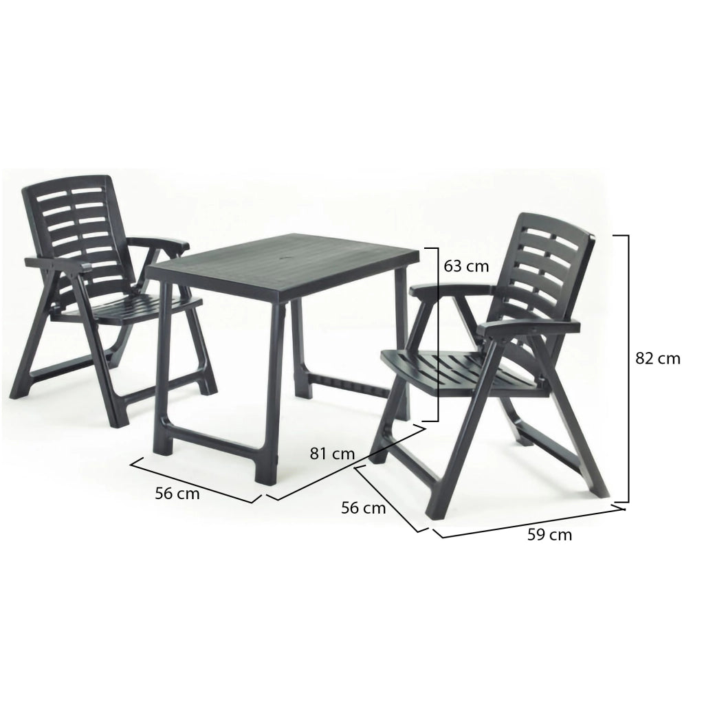 Salottino Outdoor Lithia, set Salotto da Esterno 2 Posti Made in Italy, Nero Antracite
