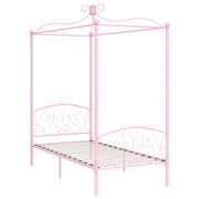 Letto a Baldacchino Rosa in Metallo 90x200 cm 284486