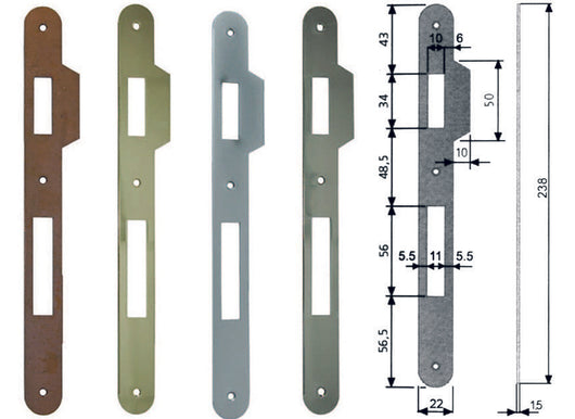 CONTROPIASTRA CON ALETTA PER SERRATURA PATENT A BUSSOLA BORDO TONDO- - acciaio bronzato (B.00590.11.02) - 5 pezzi AGB