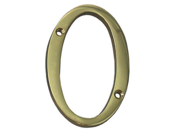 NUMERO CIVICO 0 INGLESE IN OTTONE LUCIDO - 5 pezzi