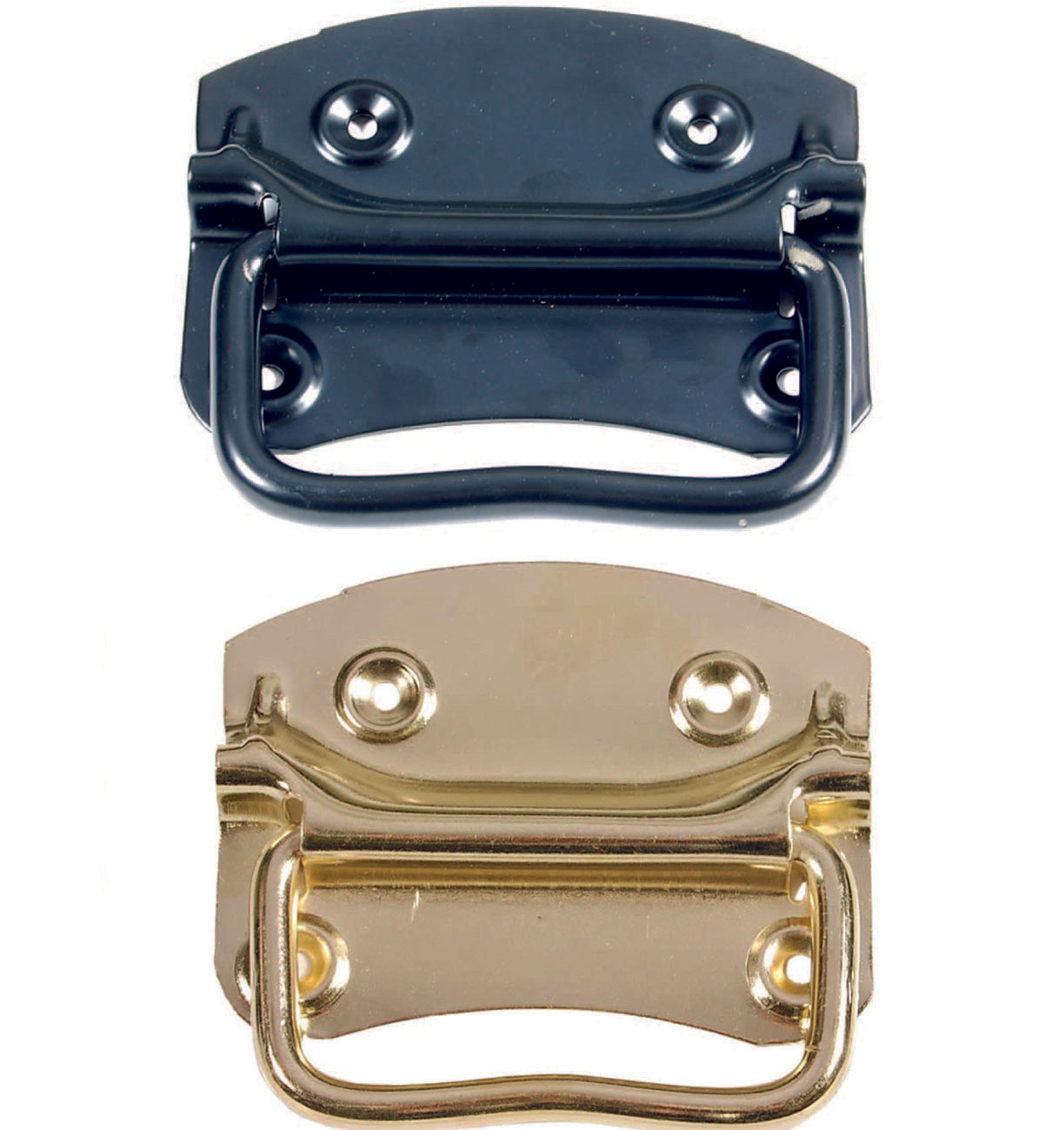 MANIGLIE PER BAULI TIPO AMERICANO SNODATE- - mm.110x85x50h. ottonate - 12 pezzi