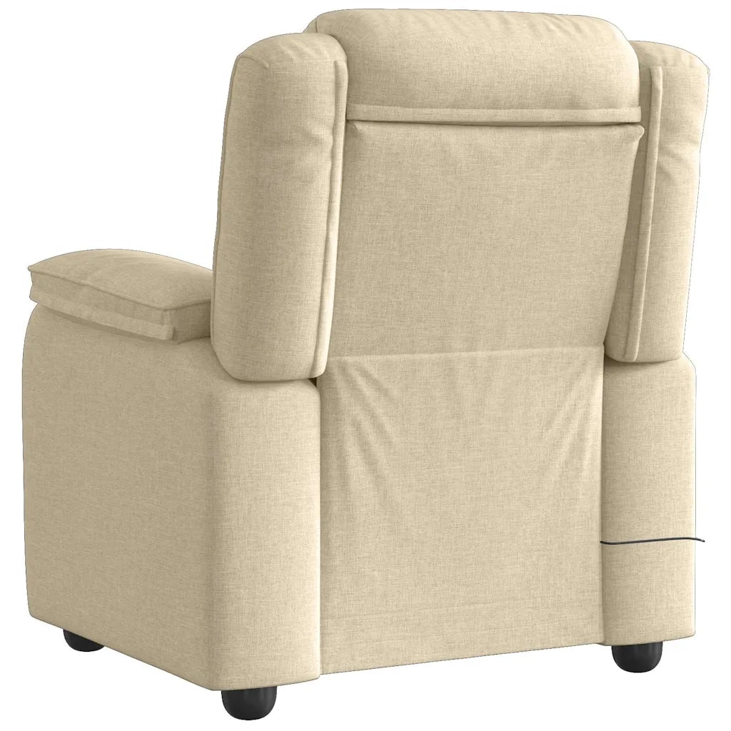 Poltrona Massaggiante Reclinabile Crema in Tessuto 4015718