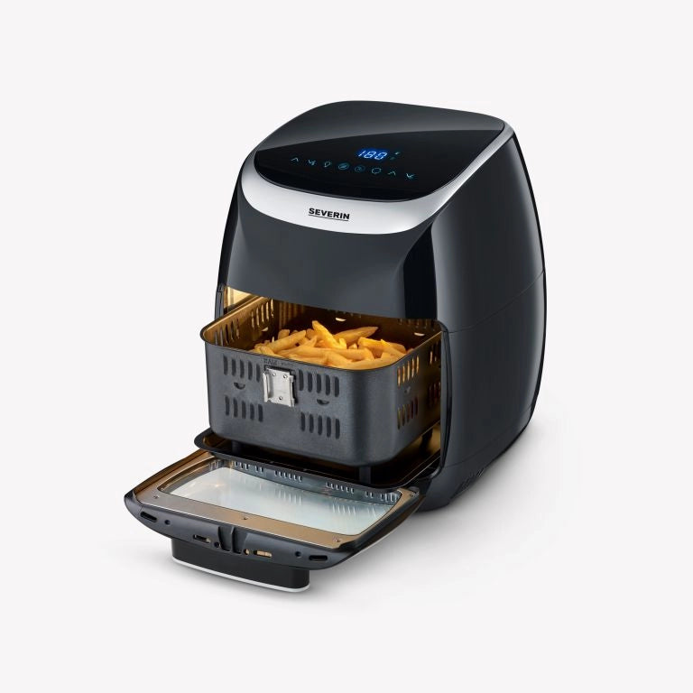 Severin fr 2446 friggitrice ad aria multifunzione, friggitrice aria con 11 litri di capacità e controllo touch, friggitrice senza grassi con numerosi accessori, nero