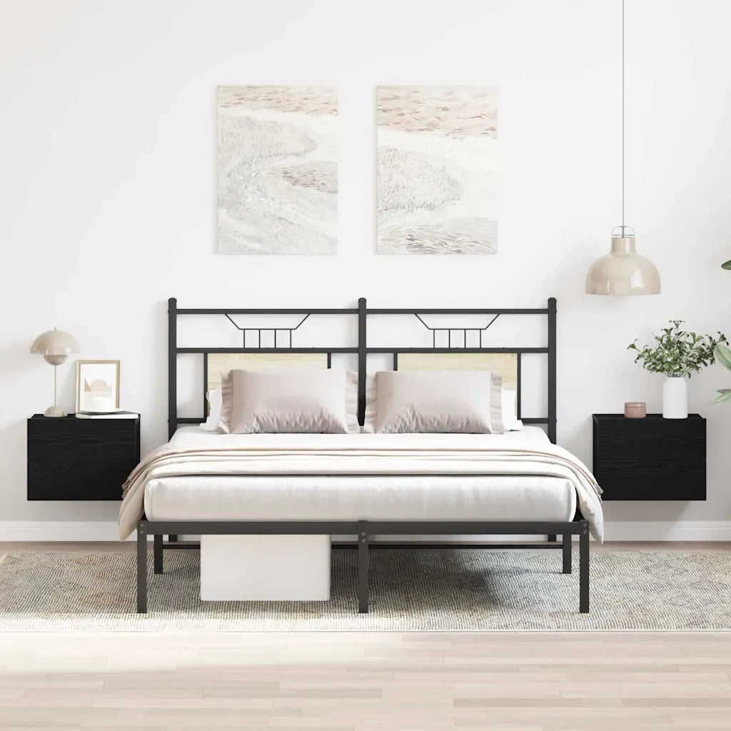 Set di 2 Comodini | Armadio da Notte | Mobiletto da notte con cassetto Rovere Nero 40 x 30 x 30 cm