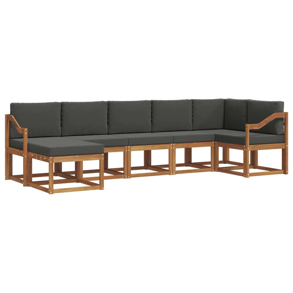 Set di divani da esterno con cuscino 7 pcs Naturale e Antracite