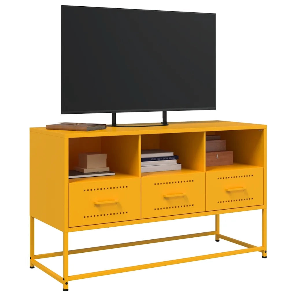 Mobile TV Giallo Senape 100,5x39x60,5 cm in Acciaio 846545