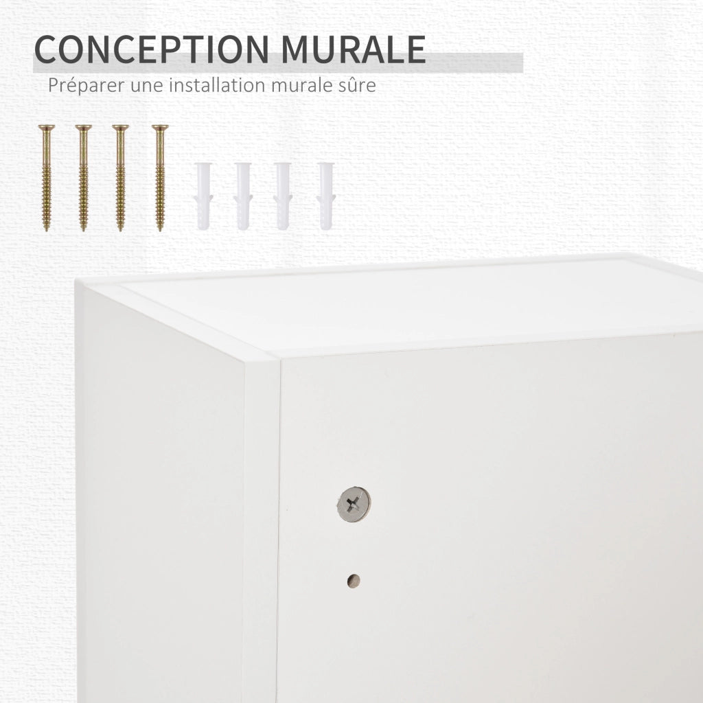 Armadietto farmacia da parete con serrure ¨C Xylo ¨C legno bianco vetro 30x20x70cm