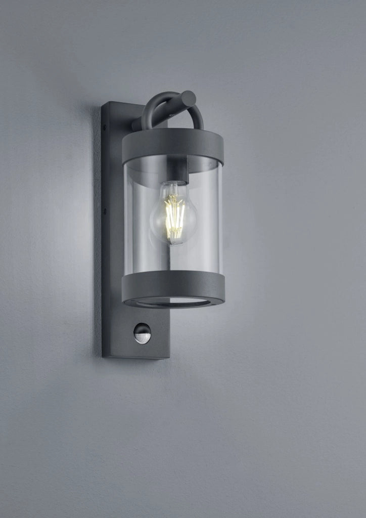 SAMBESI APPLIQUE DA ESTERNO LANTERNA CON SENSORE DI MOVIMENTO METALLO ANTRACITE H. 33CM 1 LUCE ATTACCO E27
