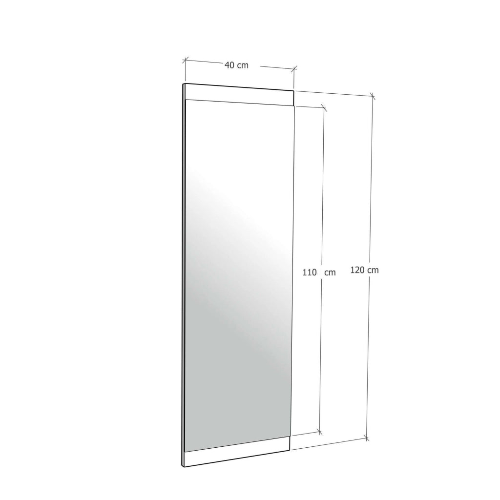 Alnasl, Specchio Materiale Struttura in Legno Nobilitato, 2.2x40h cm Nero