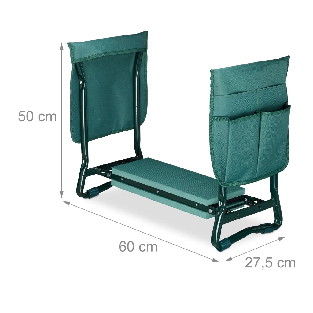 Panchina da giardino 2 in 1 comoda con cuscino morbido 70 x 25 x 25 cm in metallo verde 13_0005093