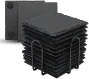 Sostegni con supporto, Vibratite 4" pietra nera con fondo resistente alle abrasioni per bar, cucina, arredamento, quadrato, 12 pezzi