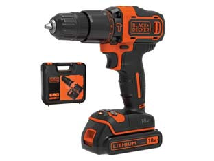 TRAPANO AVVITATORE BATTERIA LITO 18V  CON PERCUSSIONE (BDCHD18KQW)  1 batteria Litio da 1,5 Ah    BLACK&DECKER