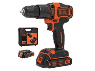 TRAPANO AVVITATORE CON 2 BATT. LITO 18V CON PERCUSSIONE (BDCHD18KBQW)  2 batterie Litio da 1,5 Ah    BLACK&DECKER