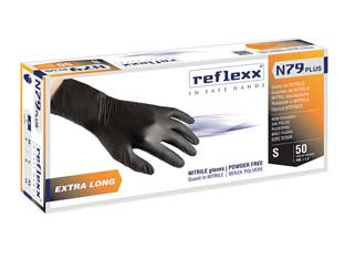 GUANTO IN NITRILE EXTRA LUNGO GR.4,0 SENZA POLVERE NERO- - tg.L in conf. da 50 pz. - 2 pezzi