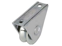 RUOTA CANCELLI GOLA V CON SUPPORTO A CAVALLOTTO ART.412- - mm.60x17 - portata Kg.100 - gola V 92  ° - 2 pezzi COMBI