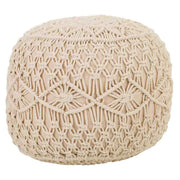 Puf in cotone intrecciato panna 50x50x30h