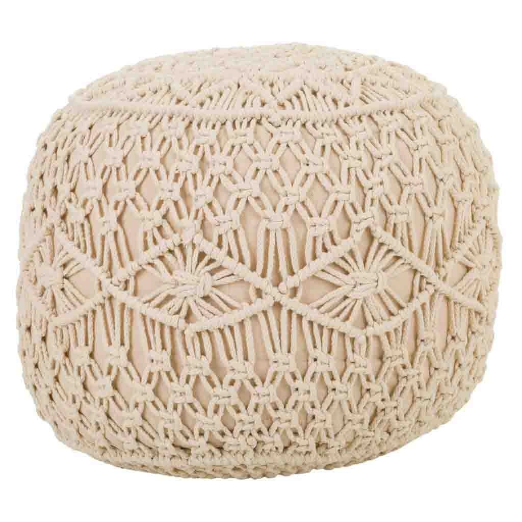 Puf in cotone intrecciato panna 50x50x30h