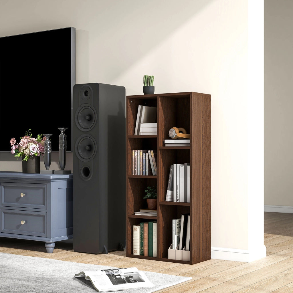 Libreria a Cubi 50x24x106 cm Vani a Giorno di Diverse Dimensioni Rivestimento in Melamina Color Noce
