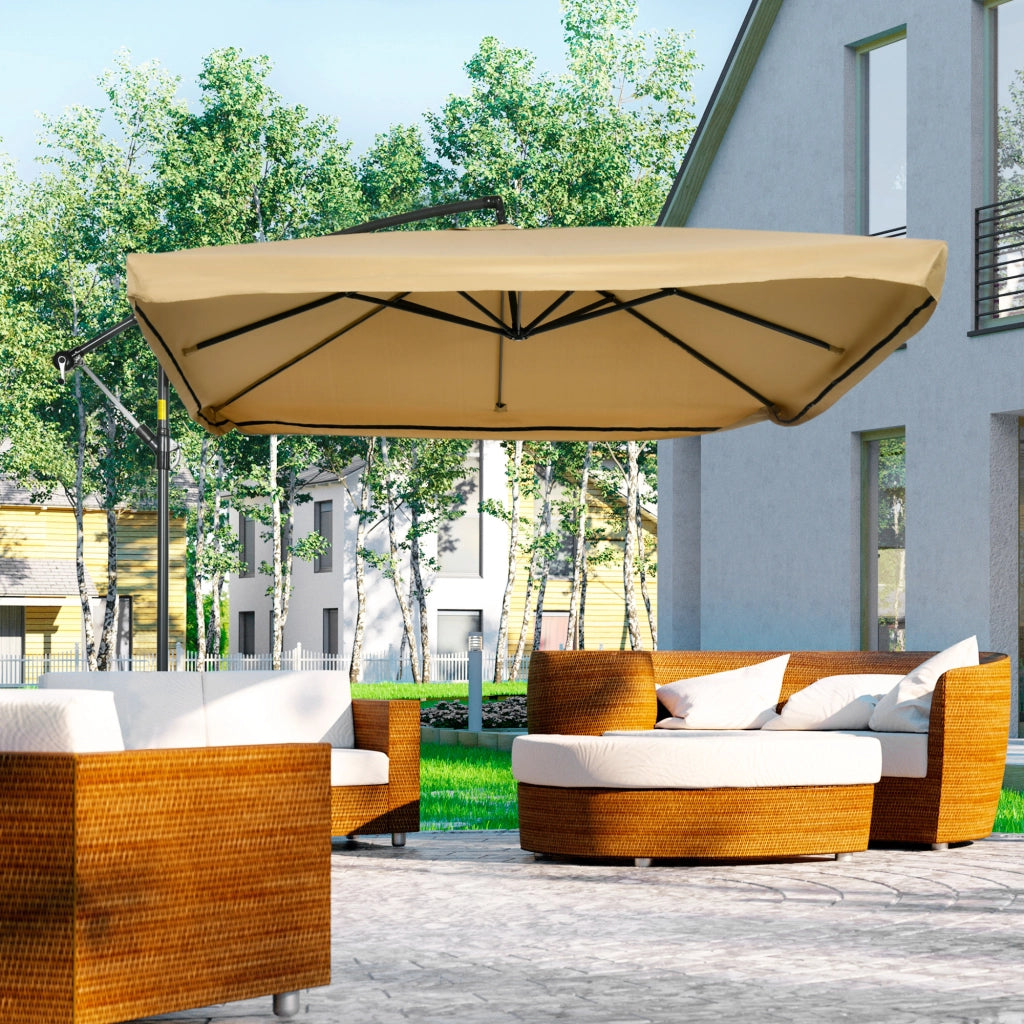 Ombrellone da Giardino con Zanzariera ¨C zephmum ¨C Bianco e Nero 295x295x260 cm