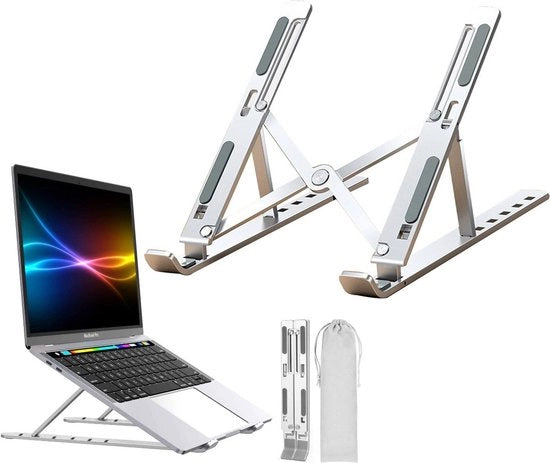 Sostegno laptop universale - Regolabile - Ripiegabile - In acciaio di alluminio