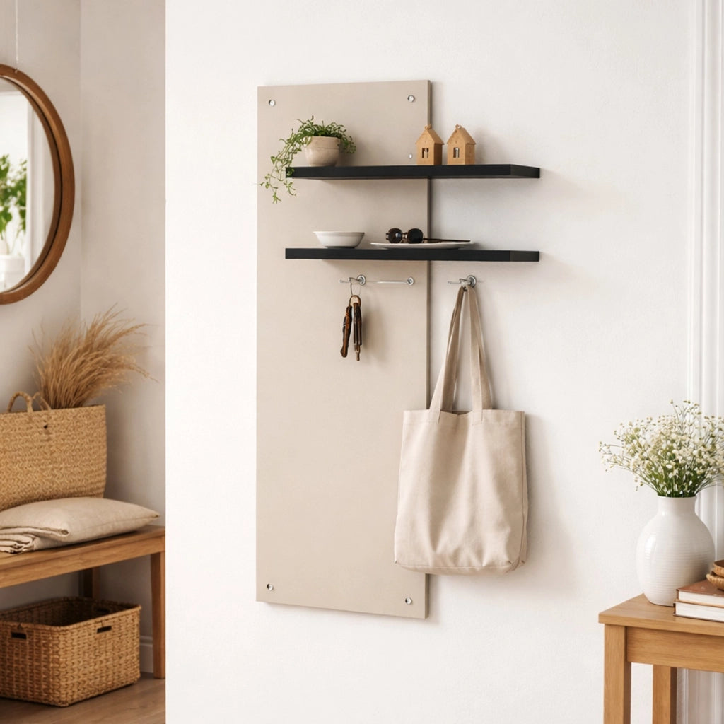 Ceriale, Mensola 2 Ripiani, 85x15x138h cm Beige