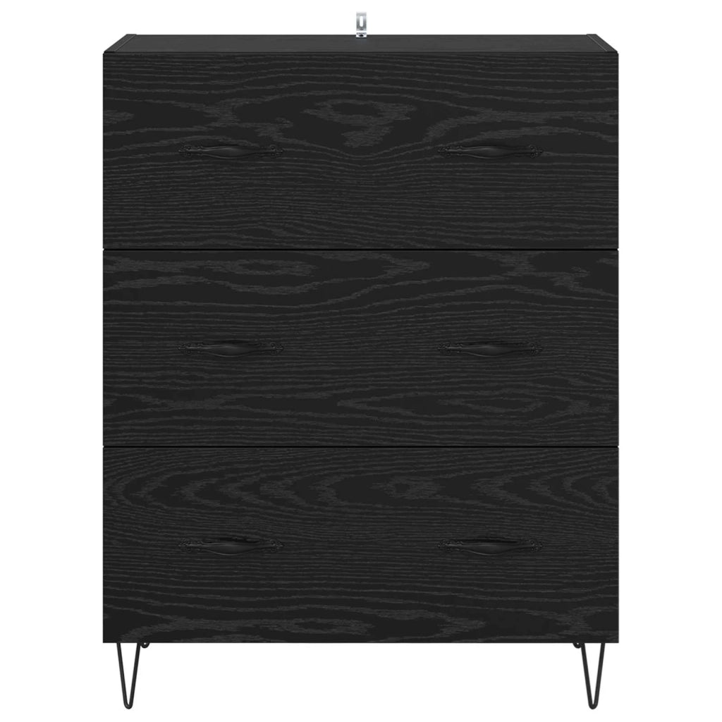 Credenza con cassetto Rovere Nero 69,5 x 34 x 90 cm