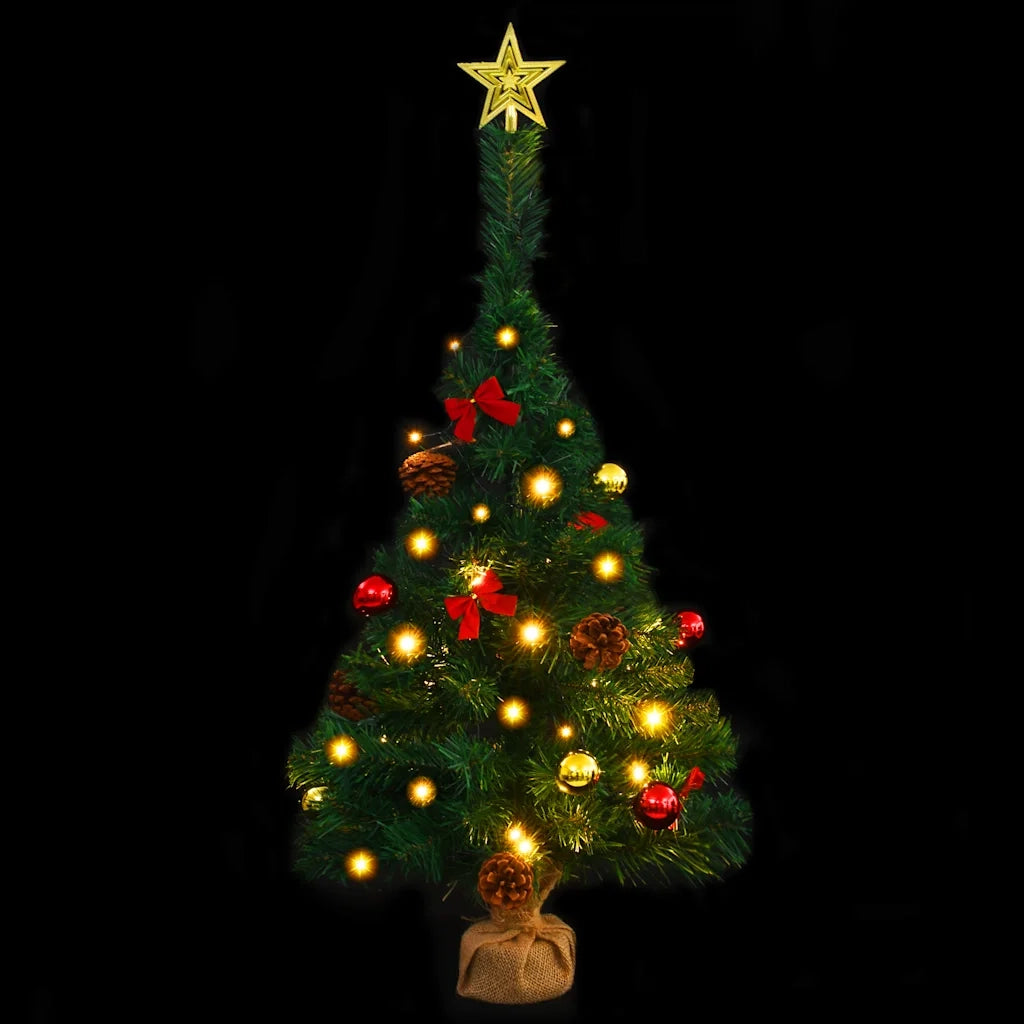 Albero di Natale Preilluminato con Palline Verde 64 cm 321505