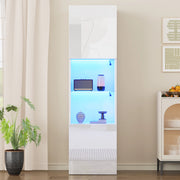VETRINA 45x35x160 cm Bianco Lucido in Truciolato con LED