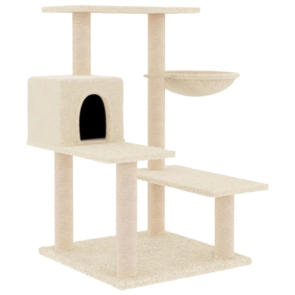 Tiragraffi per gatti Mobili per arrampicata su torre Tiragraffi piattaforma da arrampicata con tiragraffi in sisal 82,5 cm crema 02_0022525