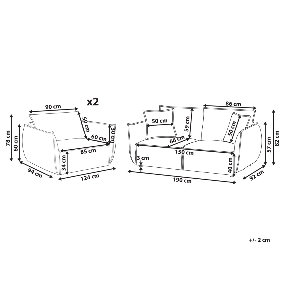 Set da salotto in tessuto Seduta bassa e profonda Schienale imbottito Accogliente Moderno 5 posti Beige chiaro Moderno Accogliente