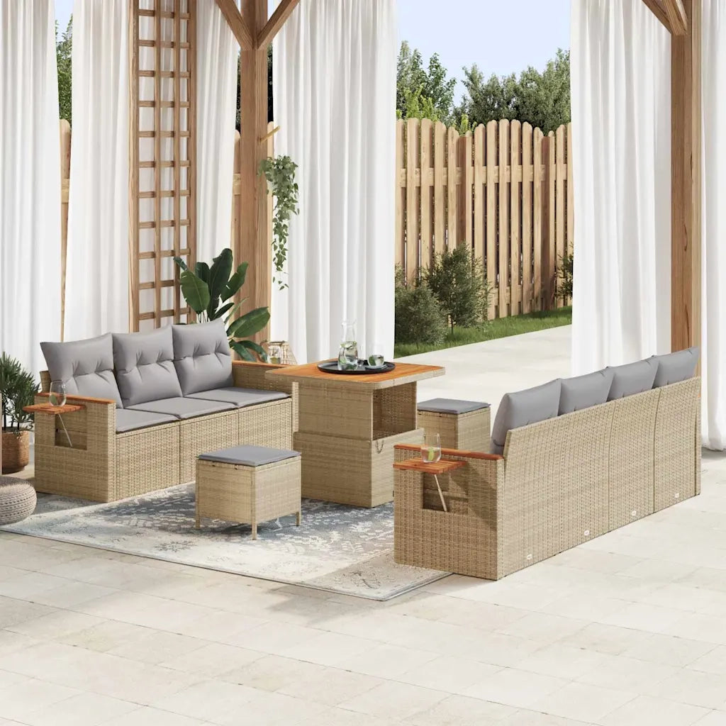 Set Divano da Giardino 13 pcs Beige e Grigio Chiaro polyrattan 3365087