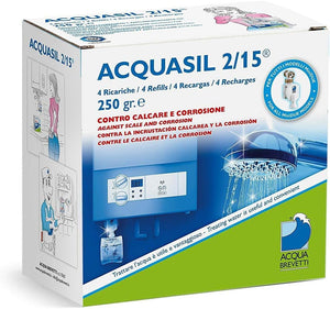 Acquasil 2/15 ricarica 4x250g anticalcare pompe minidue PC100 acquabrevetti