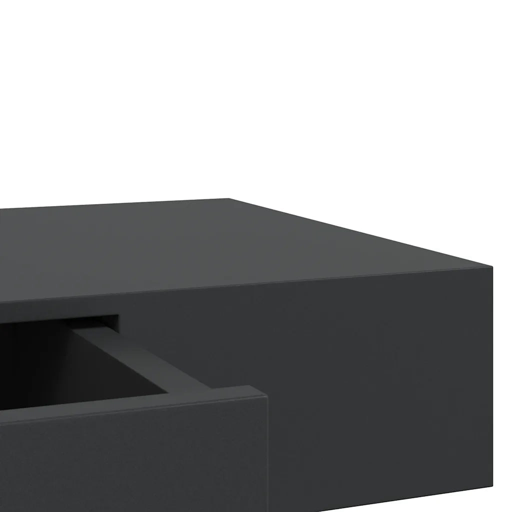 Mensola a Muro Galleggianti con Cassetto Nera 80x25x8 cm 288206