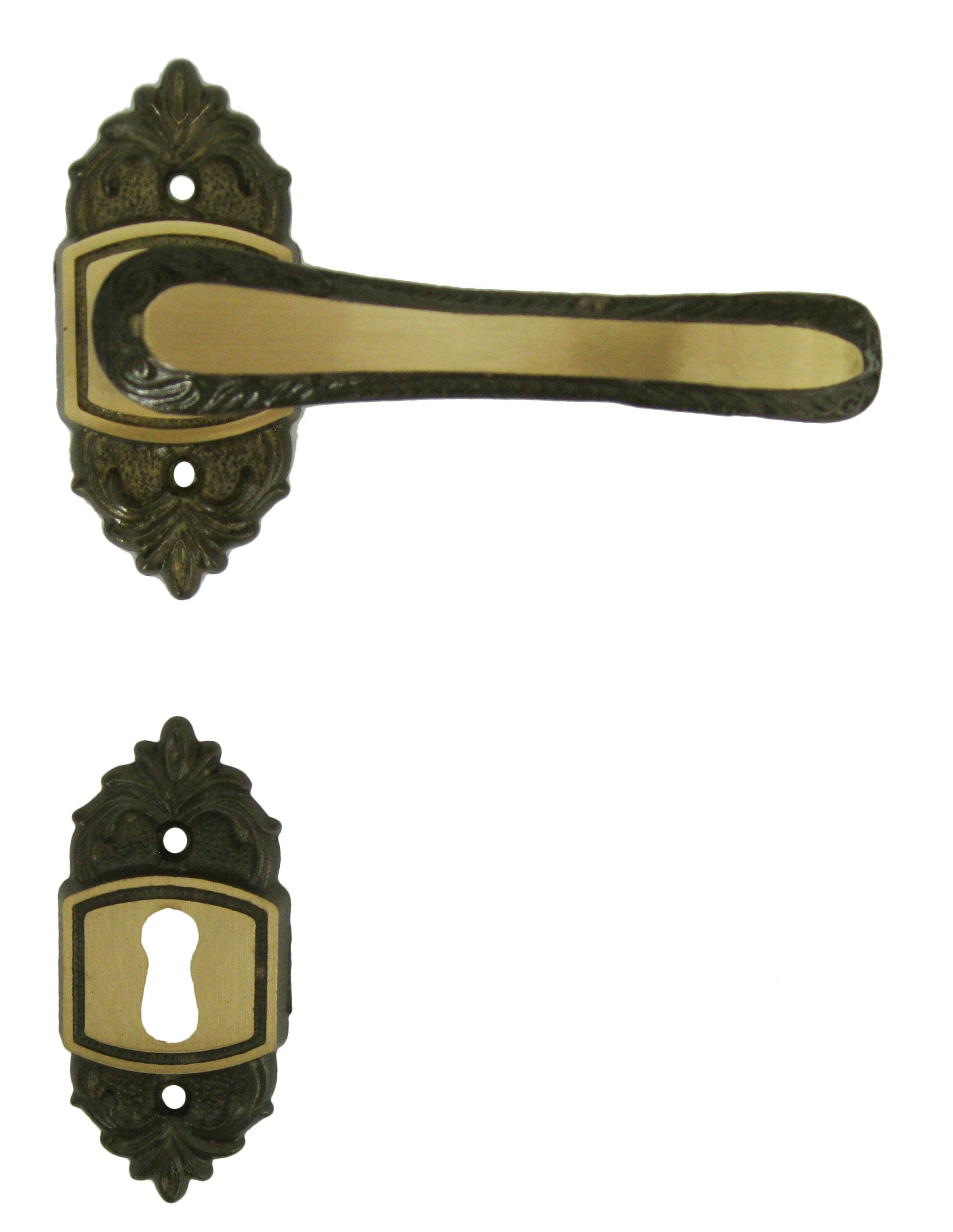 MANIGLIA OTTONE GIGLIO CON BOCCHETTA- 4,0 pz