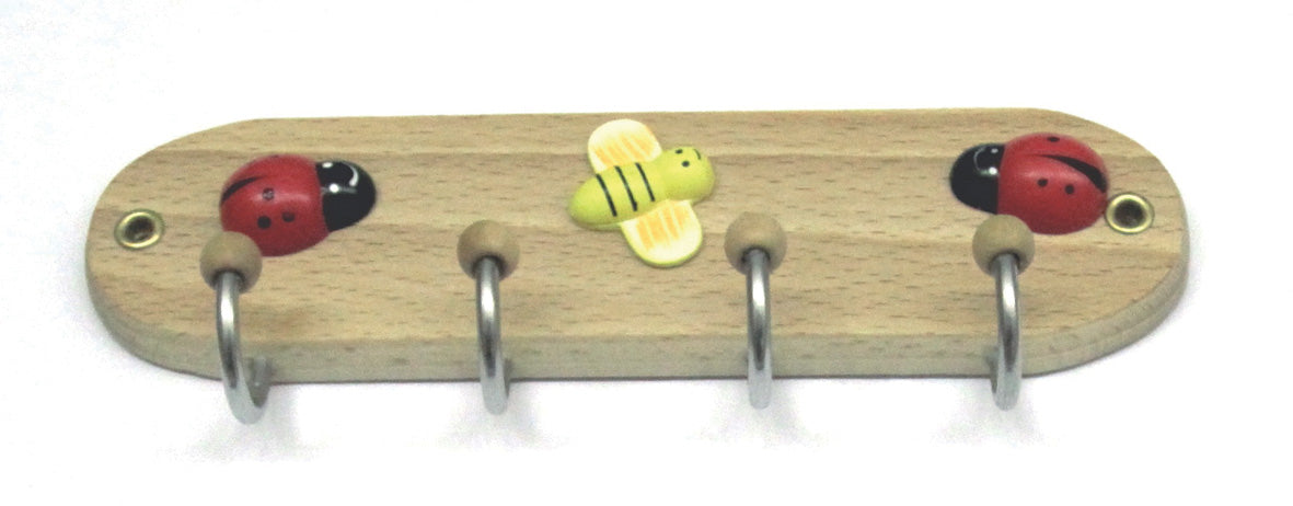 GANCIO ADESIVO IN LEGNO COCCINELLA 4 POSTI- DIESSE- 12,0 pz