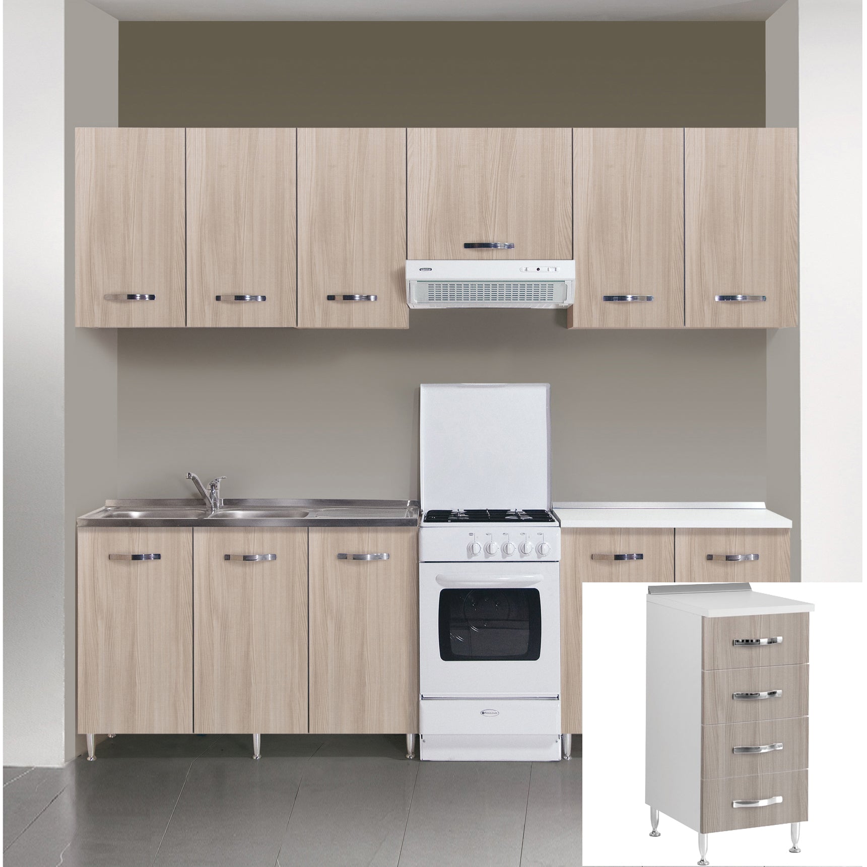 KIT CUCINA BASE 4 CASSETTI 40X50XH85 CM OLMO- AZUR LINE- 1,0 pz