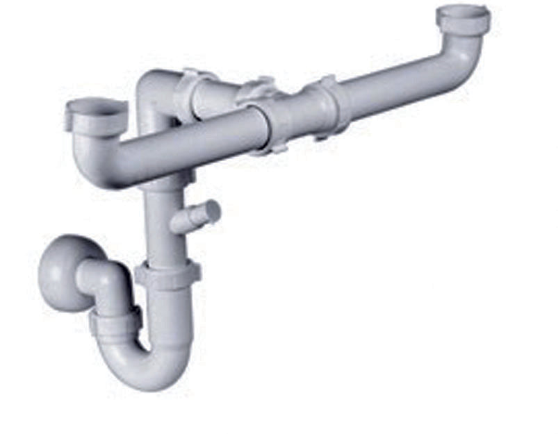 SIFONE LAVELLO 2 VIE C/ATT LAVAST BASSO INGOMBRO- 1,0 pz