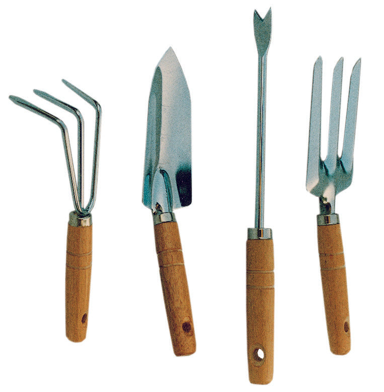 SET 4 ATTREZZINI DA GIARDINO MANICO LEGNO IMP19660- GLI SPECIALISTI DEL VERDE- 6,0 confezione