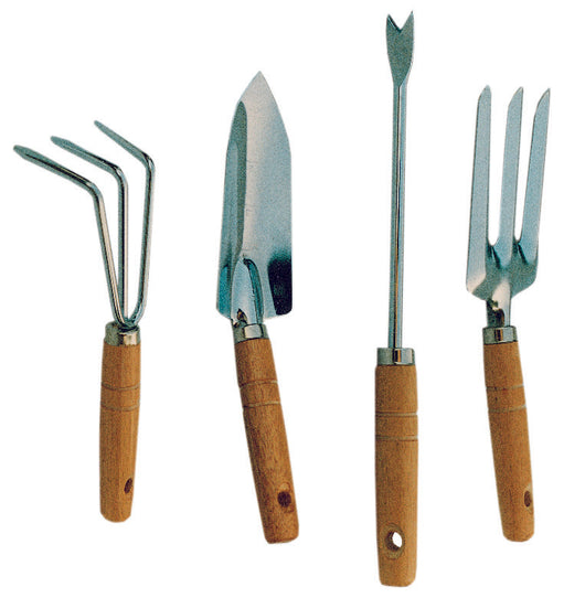 SET 4 ATTREZZINI DA GIARDINO MANICO LEGNO IMP19660- GLI SPECIALISTI DEL VERDE- 6,0 confezione
