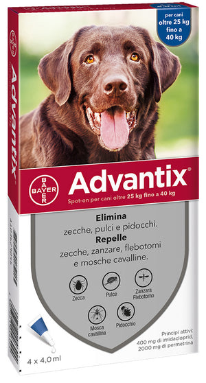 BAYER ADVANTIX SPOT ON 4 PIPETTE CANI 25-40 KG- BAYER- 1,0 confezione