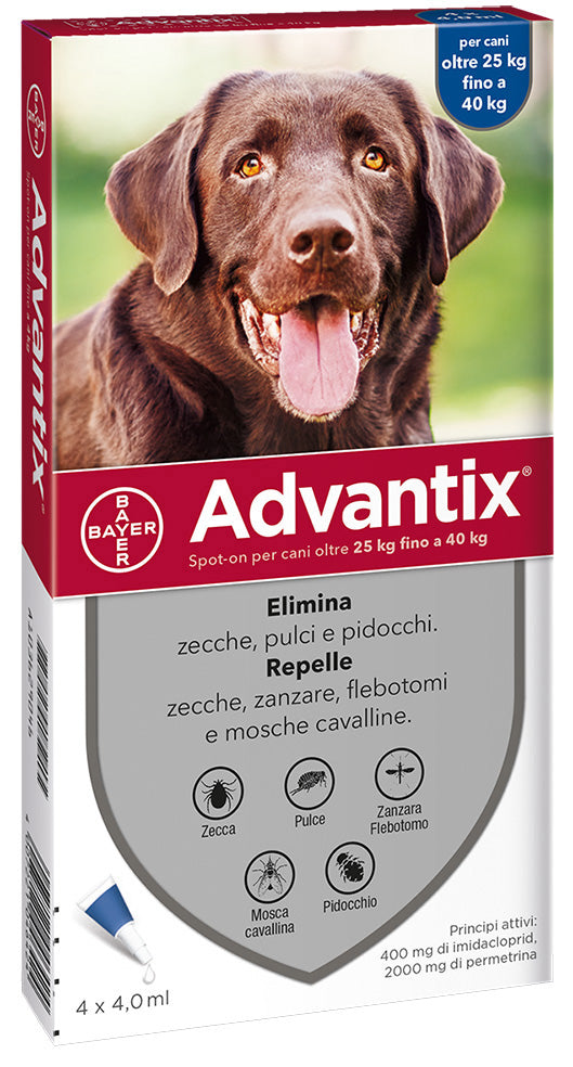 BAYER ADVANTIX SPOT ON 4 PIPETTE CANI 25-40 KG- BAYER- 1,0 confezione