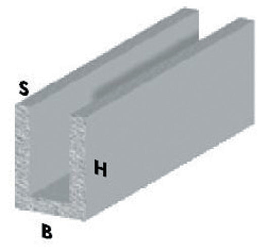PROFILO ARGENTO H.100 CM CANALINO U 10X10X1 MM*- ARCANSAS- 5,0 pz