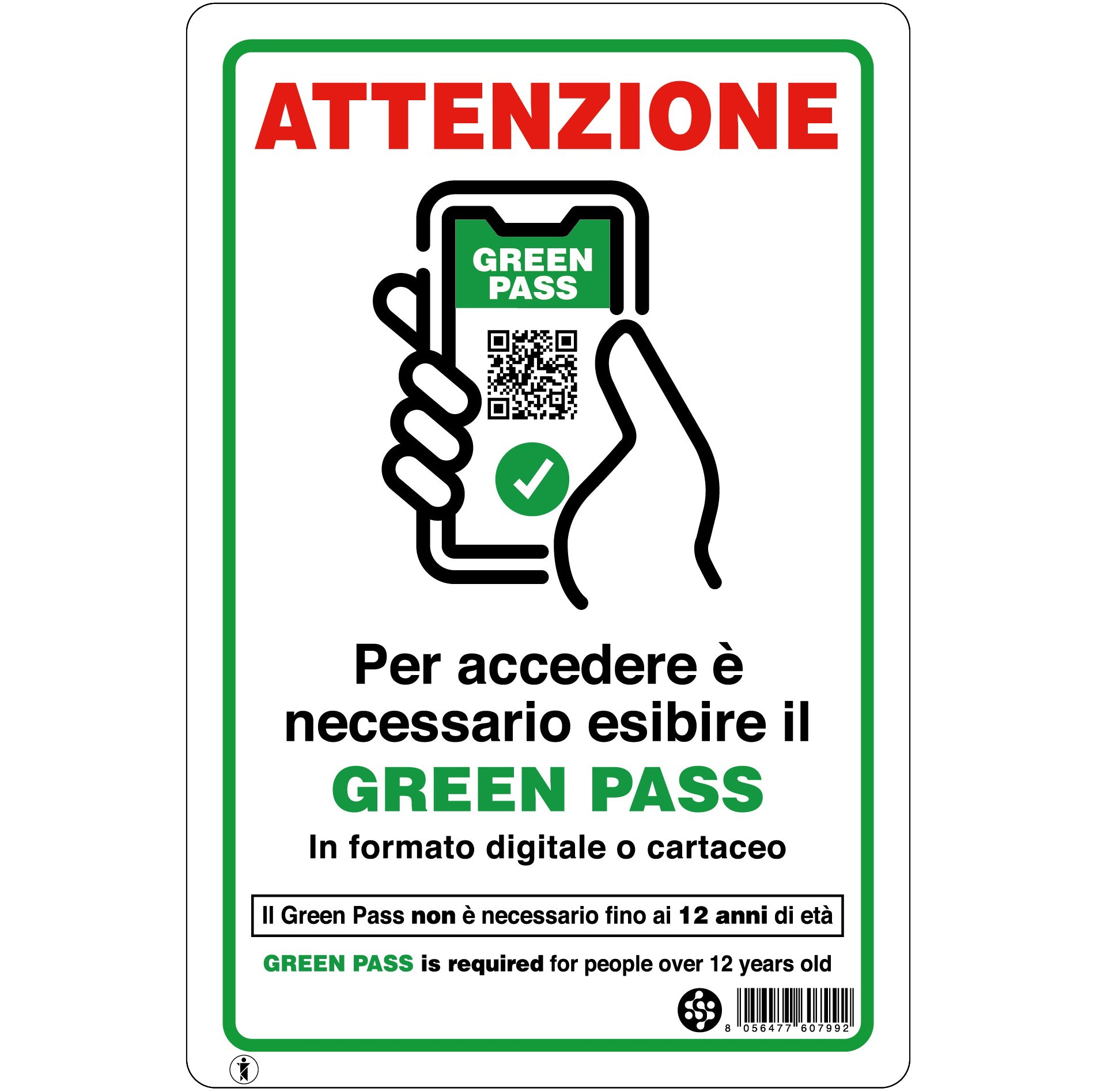 TARGA 20X30 ESIBIRE GREEN PASS- 10,0 pz