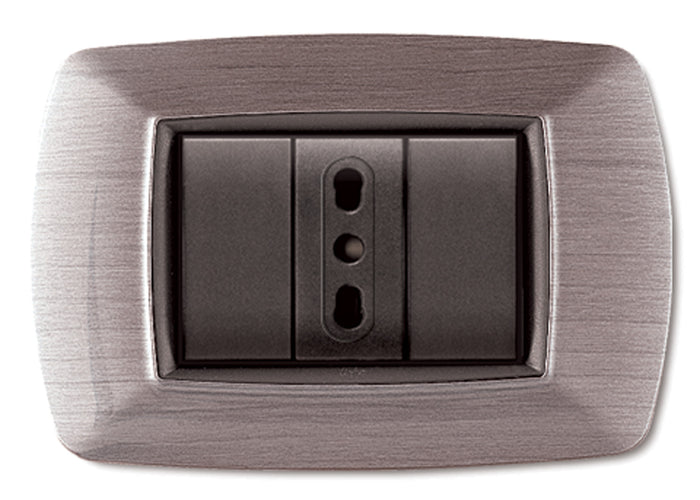 PLACCA LIFE LIVING PLAST ACCIAIO SATINATO 3P- ELETTROCANALI- 10,0 pz