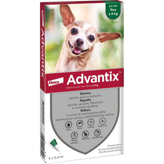 BAYER ADVANTIX SPOT ON 6 PIPETTE CANI  0- 4 KG- 1,0 pz