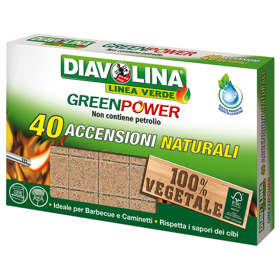 ACCENDIFUOCO  40 CUBI DIAVOLINA GREEN POWER 15341- 24,0 pz