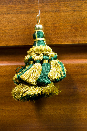 FIOCCO PER TENDA SHANTOU 9 CM VERDE E ORO- 6,0 pz