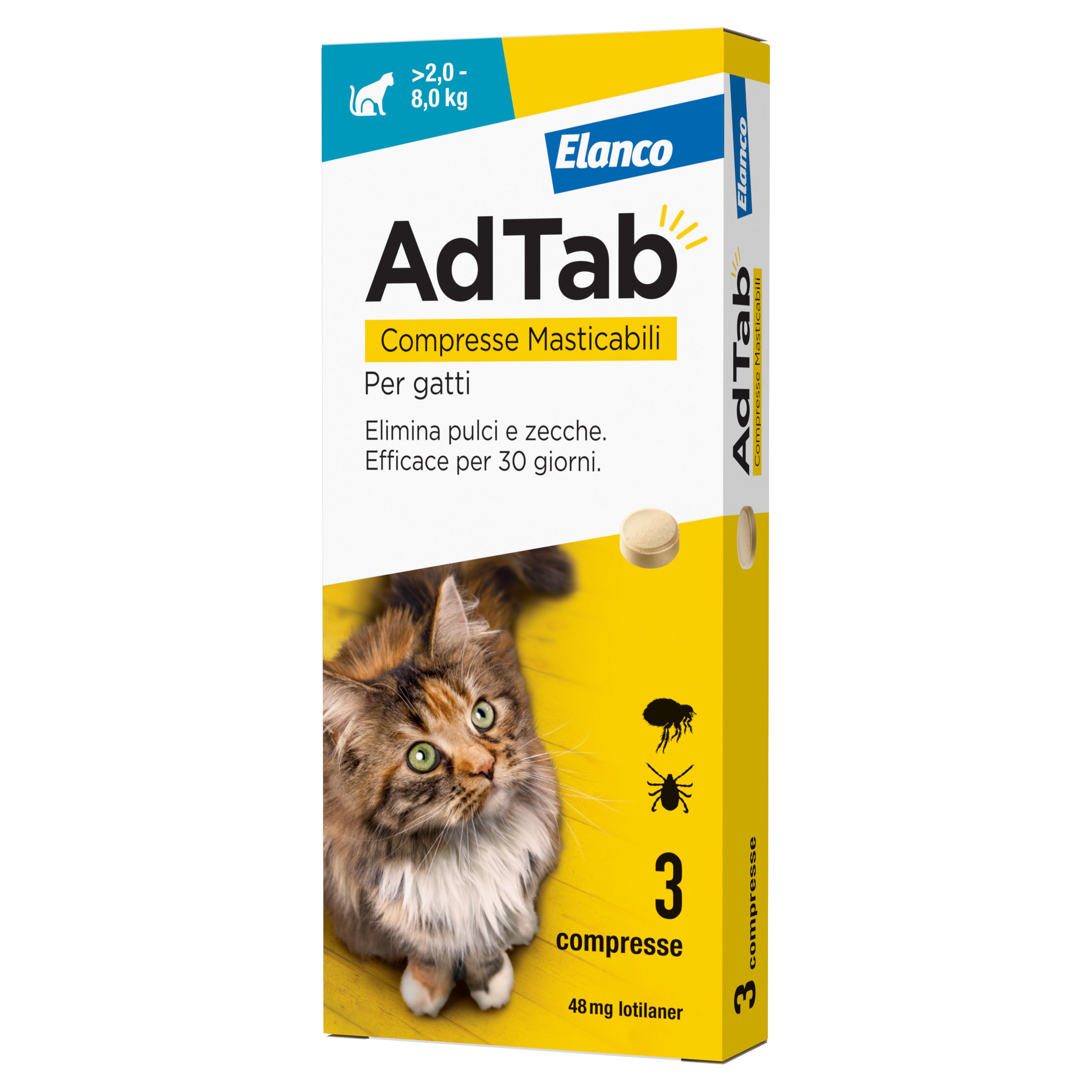 ADTAB COMPRESSE MASTICABILI PER GATTI 2,0-8,0 KG- 1,0 pz