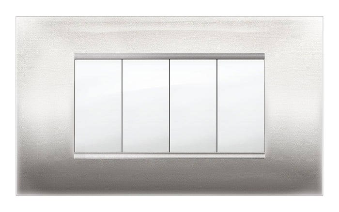 PLACCA MIVIDA PLANA ACCIAIO SATINATO 4P- 1,0 pz