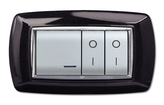 PLACCA LIFE LIVING PLAST NERO GLITTERING 4P- ELETTROCANALI- 1,0 pz